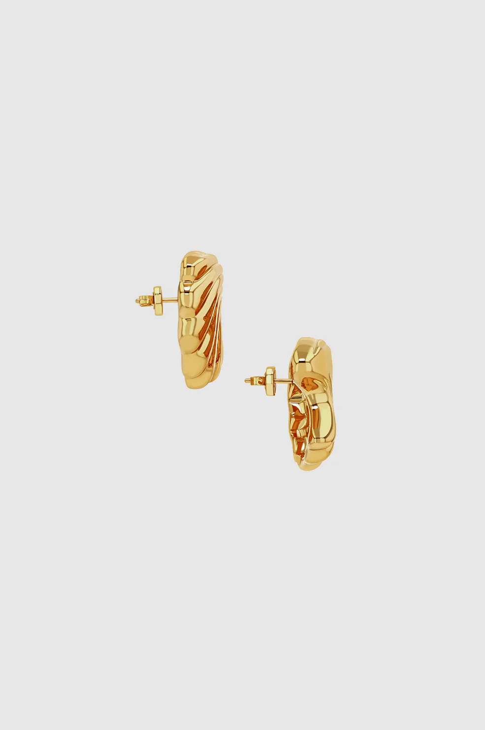 Curved Shell Earrings - Gold - Image 3