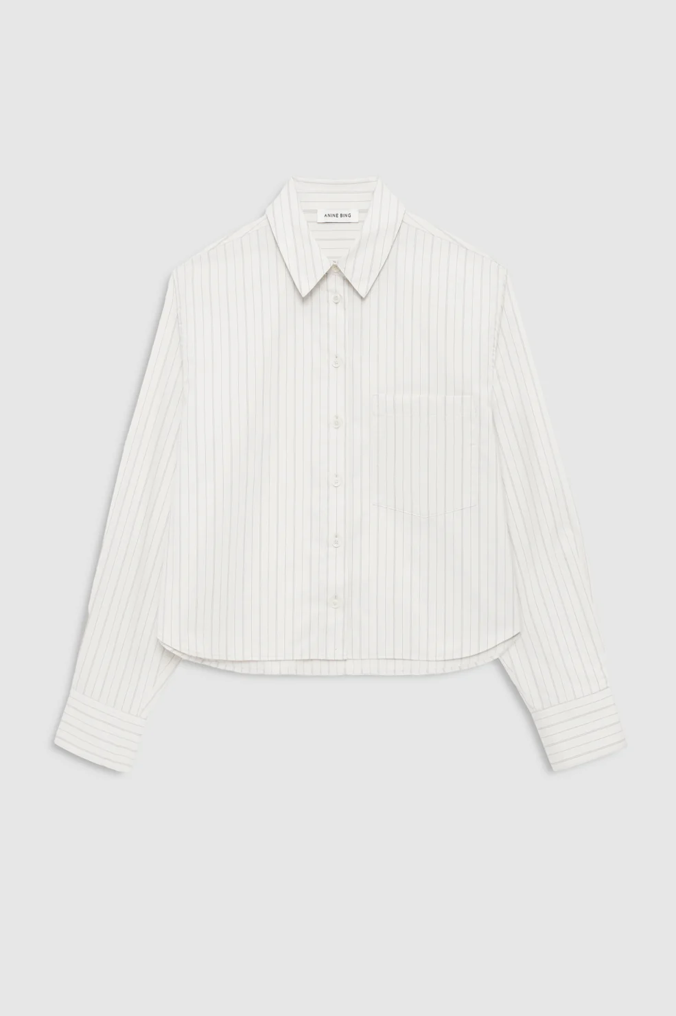 Essie Cropped Shirt - Cream Pinstripe - Image 3