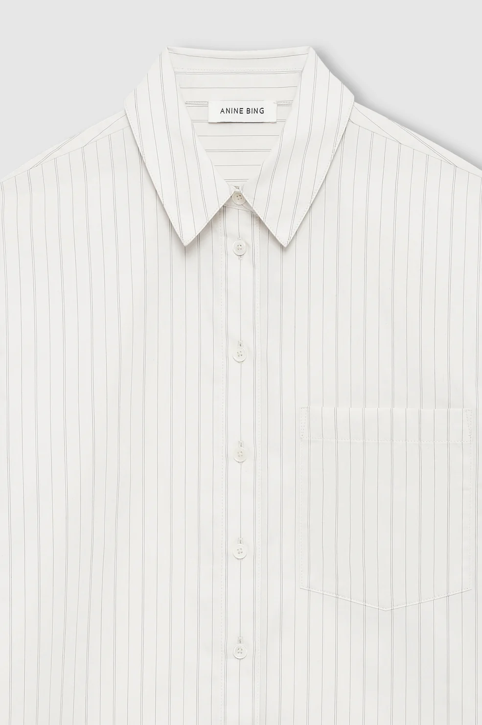 Essie Cropped Shirt - Cream Pinstripe - Image 4