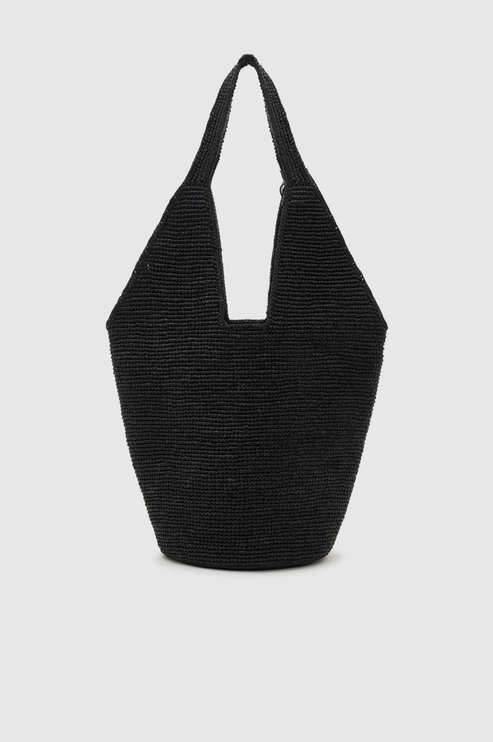 Leah Hobo Bag Plain Raffia - Black - Image 3