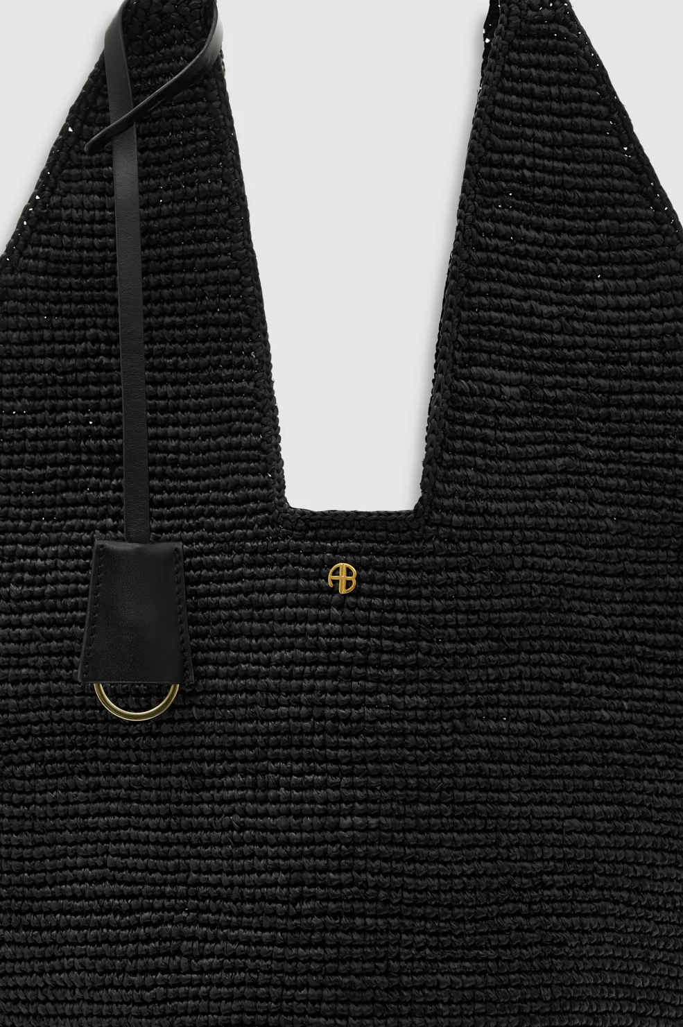Leah Hobo Bag Plain Raffia - Black - Image 5