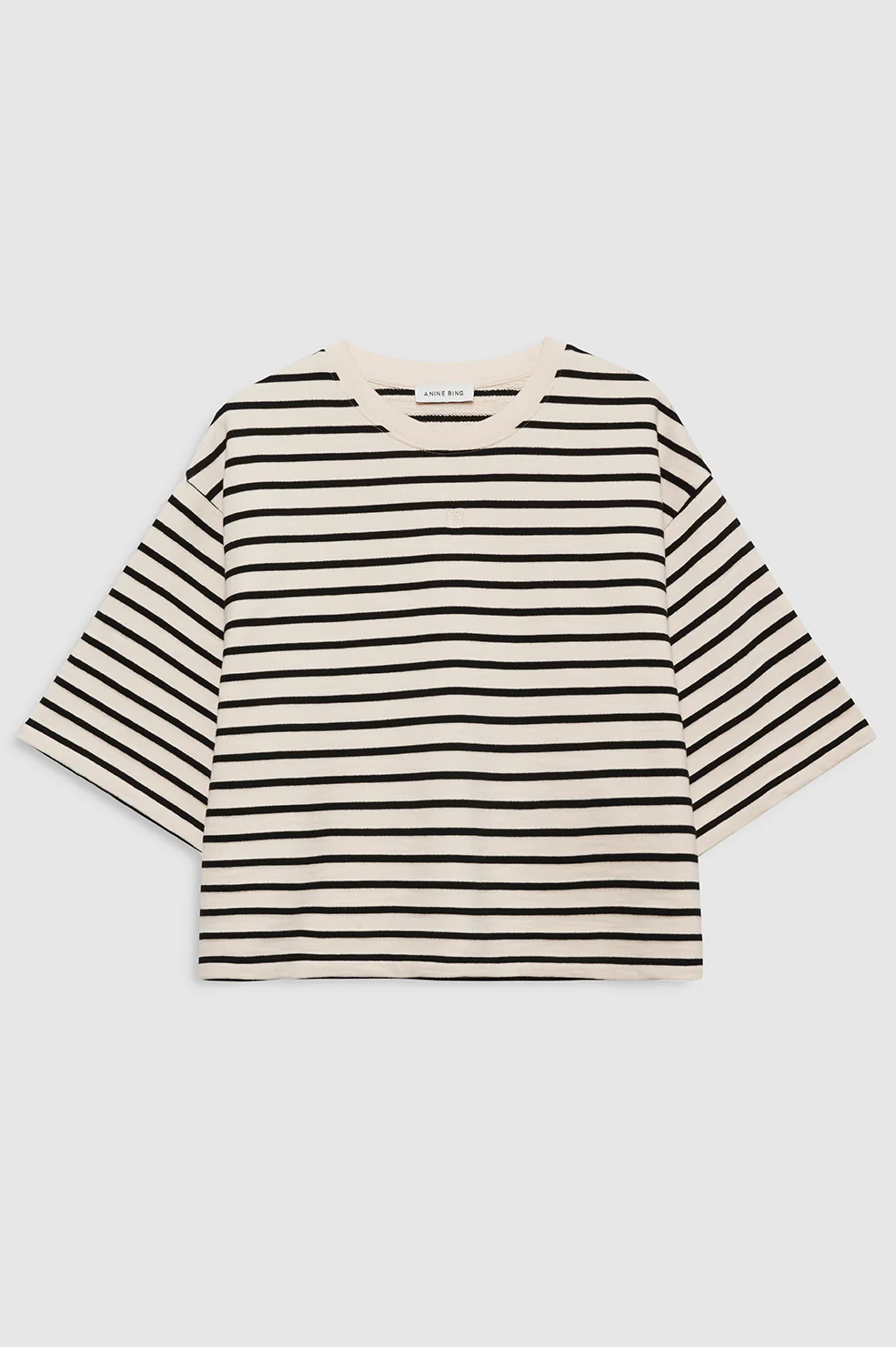 Myers Cropped Tee - Black Stripe French Terry - Image 3