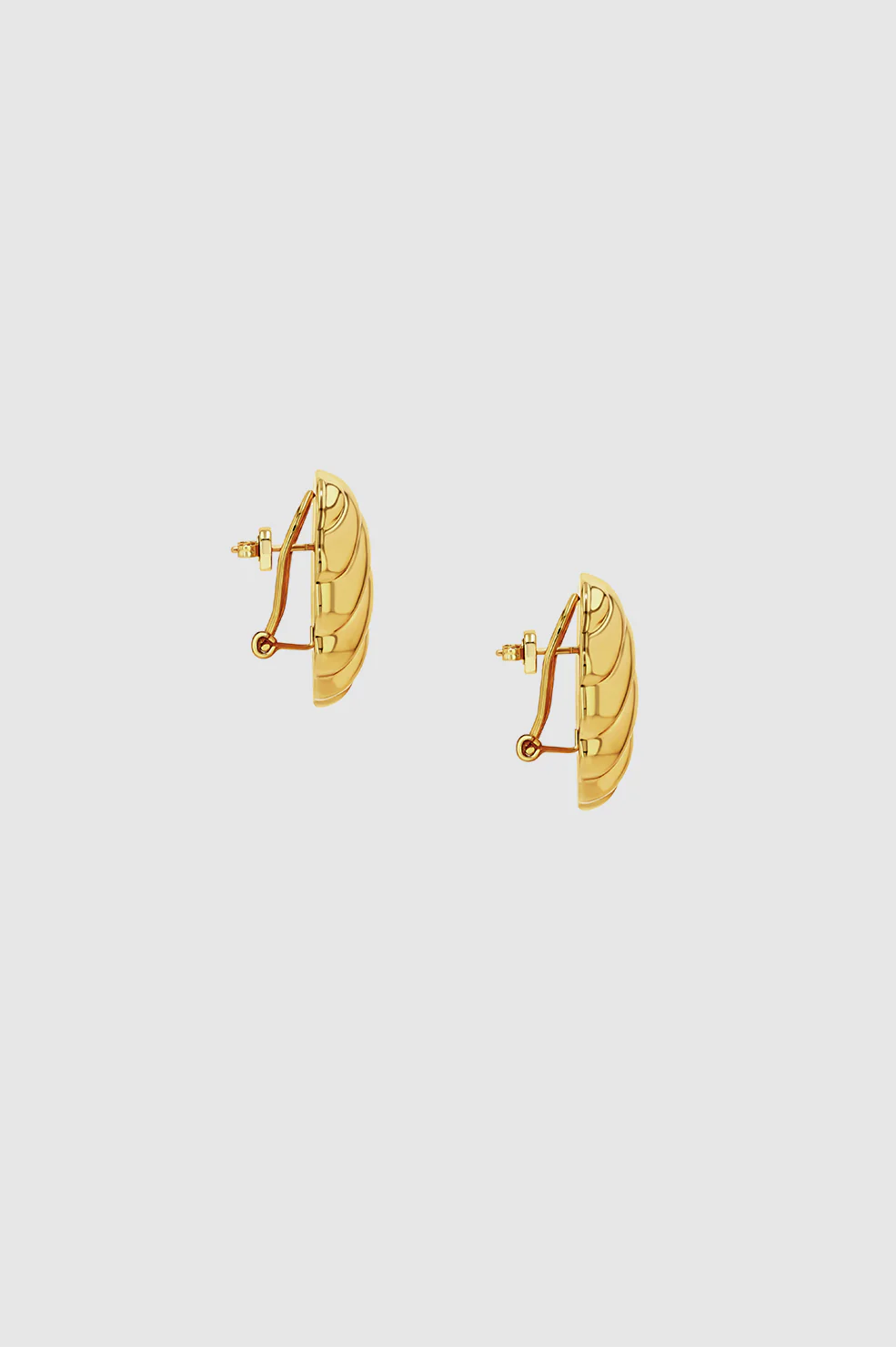 Ribbed Oval Earrings - Gold - Image 3