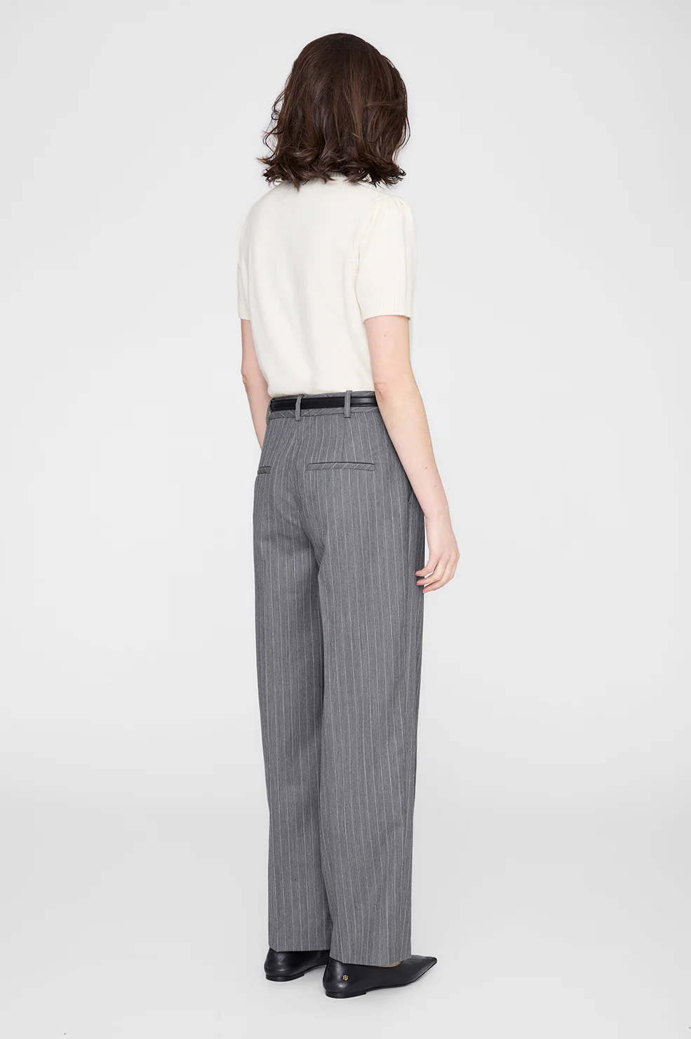 Trent Cropped Trouser - Light Grey Pinstripe - Image 6